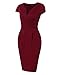 HiQueen Women's Work Dresses Cap Sleeve Office Church Classic Pencil Dress Burgundy M