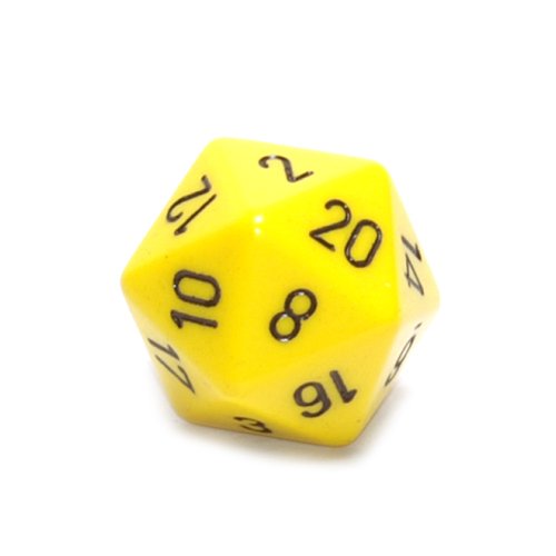Jumbo d20 Counter - Opaque 34mm Dice: Yellow with Black by Chessex