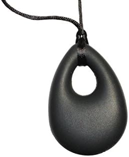 Teething Relief Silicone Pendant Necklace for Mothers - BPA Free, Non Toxic Gum Massager - Drooling Toddler - Happy Baby (Black Drop)