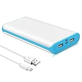20000mAh Phone Battery Pack,Dual USB Output Portable Cell Phone Charger, External Cell Phone Battery Pack, Power Bank with LED light for Smart Phone, iPhone, iPad & Samsung Galaxy & More(Blue)