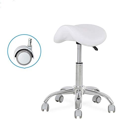 WLDD Ergonomic Adjustable Saddle Stool (Without Back) Ergonomic Swivel Chair For Dental Office Massage Clinic Spa Salon With Wheels (Color : White1)