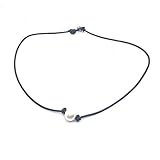Bodai Handmade Genuine Leather Choker Necklace for Women Freshwater Pearl Jewelry (13, pearl)