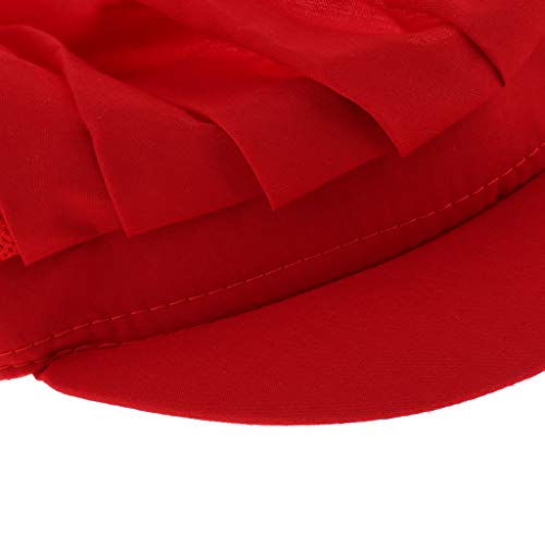 Flameer 2Pcs Red Half Mesh Chef Waiter Cap Restaurant Kitchen Workshop Hair Net Cooling Reusable Bouffant Adjustable Food Service Hair Hat Protective