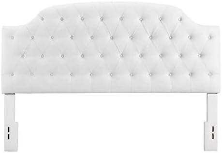 Alden Lyric Button Tufted Faux Leather Headboard White - Dorel Living (Full, White)