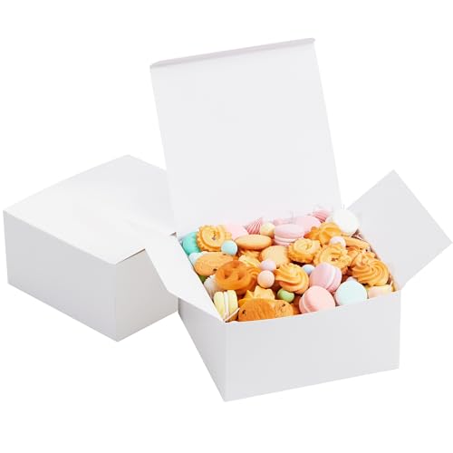 JOYIN 24 Pcs White Square Cookie Boxes, Plain White Treat Boxes with Lids 8