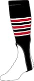 TCK Sports 7'' Striped Stirrup Socks Pattern D (Black/White/Scarlet)