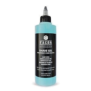 Facón Transparent Non-Foaming Clear Shave Gel with Skin Soothing Aloe Vera, Cooling Menthol Peppermint Oil, Sandalwood…