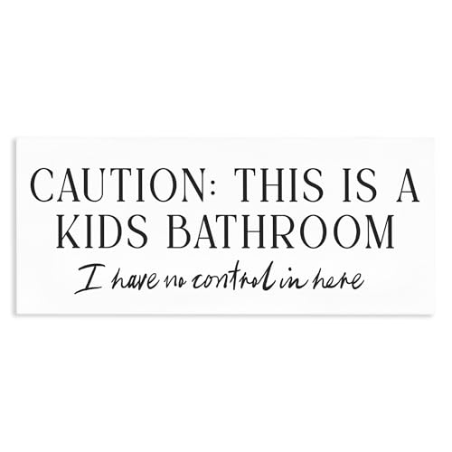 Stupell Industries 'No Control Kid's Bathroom', Canvas Art, 48 x 20 Inches, Eas…