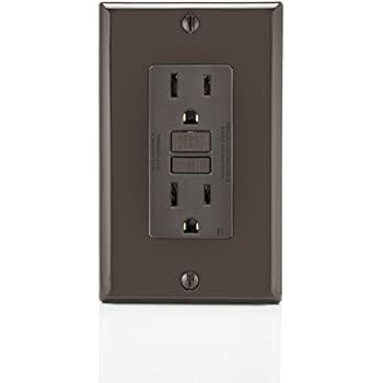 Leviton GFNT1 Self-Test SmartlockPro Slim GFCI Non-Tamper-Resistant Receptacle with LED Indicator, Wallplate Included, 15-Amp, Brown