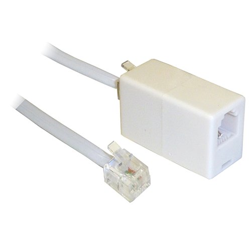 AQUARIUS 10M ADSL RJ11 Broadband Modem Extension Cable - Male to Male with coupler