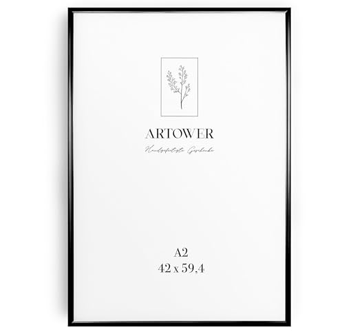 Artower® Bilderrahmen Schwarz Metall Dünner Rahmen für DIN A2 42 x 59,4 cm