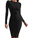 Mokoru Women's Casual Basic Pencil Dress Sexy Long Sleeve Bodycon Midi Club Dress, X-Large, Black