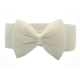 Coromose Bowknot Elastic Wide Stretch Buckle Waistband Belt for Women (Beige)