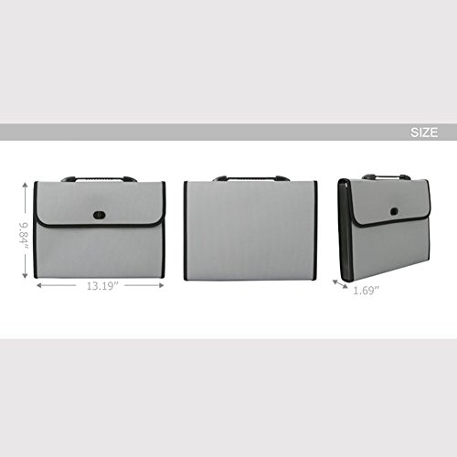Little-Feet 13 Pockets Expanding File Folder Plastic A4 Letter Size Expandable File Organizer Self Document Accordion File Folder Wallet Briefcase Business Filing Box with Handle - Thumbnail 2