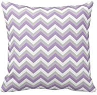 Soft Flannel Decorative Square Cushion Case Pillow Cover Light Purple Chevron Bold Modern ZigZag Pattern Throw Pillow Case 18X18