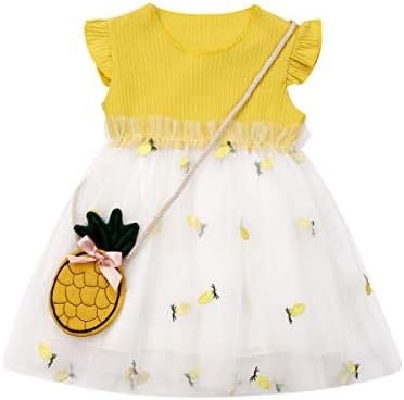 GenleiToddler Infant Baby Girl Summer Clothes Ruffle Sleeveless Strap Dress Rainbow Tutu Dresses Princess Sundress