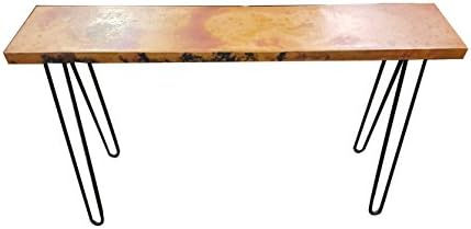 49 Inch Natural Hand Hammered 100% Copper Entry Way Table Top With Hairpin Legs Sealed For Extra Long Life