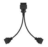 Docooler 16Pin OBD2 Splitter Extension Cable Male to Dual Female Y Cable 30cm
