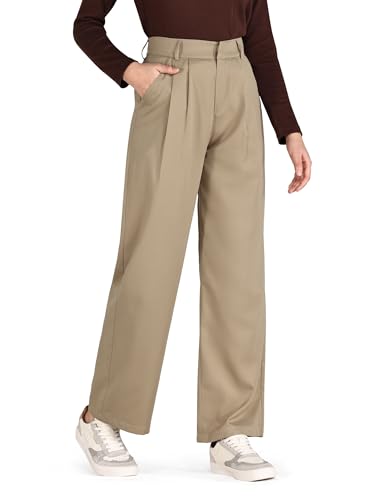 BAMANS KHAKI PANTS FOR WOMEN STRAIGHT LEG HIGH...