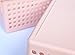 Honla Slim Plastic Storage Baskets Bins Organizer with Gray Handles,Set of 3,Pink