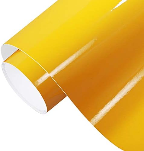 カーラッピングフィルム 卓越 カーラッピングシート 光沢あり 長さ150cm幅30cm エア抜き溝あり イエロー 黄