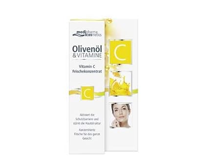 medipharma cosmetics Olivenöl & Vitamine Vitamin C Frischekonzentrat, Spar-set 3x15ml.Aktiviert die Schutzbarriere und stärkt
