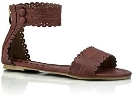 Guiltysoles Abbey Scalloped Sandals, Brown, 7.5