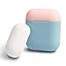 elago Duo Silicone Case Compatible with Apple AirPods Case 1 & 2, Premium Protective Silicone, Supports Wireless Charging, 2 Caps + 1 Body [ Pink, White + Pastel Blue ]