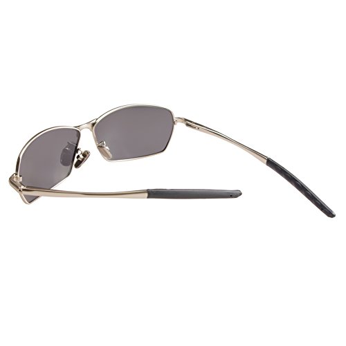 ZHILE 8-base Curve Wrap Metal Frame Polarized Oval Sunglasses for Men Driving Fishing (Silver frame Grey lens, 60) - Thumbnail 3