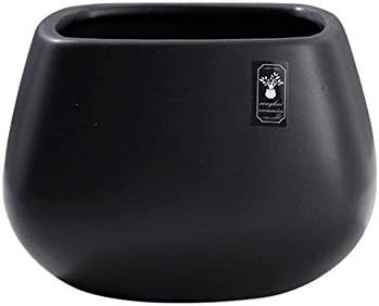 Faturt Nordic Style Simple Creative Potted Ceramic Flower Pot Square Bonsai Garden Landscape Flower Pot Square Bonsai Villa Courtyard Garden View (Color : Black)