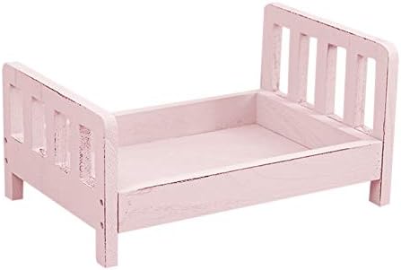 Delisouls Newborn Wood Bed Photography Props, Baby Posing Cot Crib Photo Shoot, Detachable Portable Durable Photography Shotting for Newborn