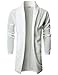 Ohoo Mens Long Sleeve Draped Lightweight Open Front Shawl Collar Longline Cardigan / DCC026-IVORY-L