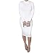 Laiyuan Women Winter Turtleneck Bodycon Dresses - Long Sleeve Solid Midi Sexy Club Dress White