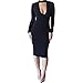 ALAIX Women's Sassy Keyhole Low-Cut Bodycon Long Sleeve Winter Pencil Party Evening Dress Black-M