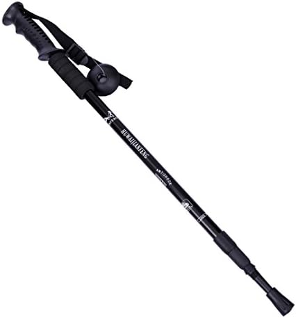 TOPUNDER Trekking Walking Hiking Sticks Poles Alpenstock Anti-Shock 52-110cm (Black)