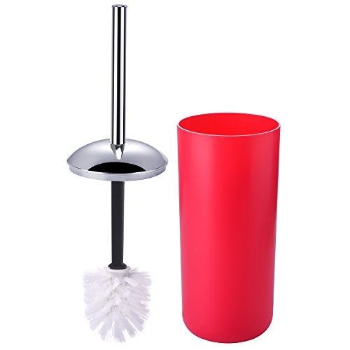 6 Pcs Plastic Bathroom Accessory Set Luxury Bath Accessories Bath Set Lotion Bottles, Toothbrush Holder, Tooth Mug, Soap Dish, Toilet Brush, Trash Can, Rubbish Bin (Red) - Thumbnail 4