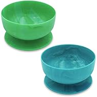 ChooMee IncrediBowls | Powerful Suction Grip with Firm Bowl | 100% Silicone | Small | 2 CT | Aqua Green
