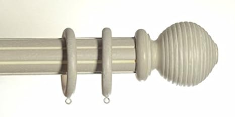 50mm Milk Wooden Curtain Pole Half Smooth Half Reeded 1 8m 2 4m