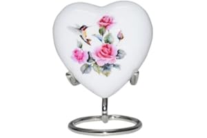 Bold & Divine Hummingbird Heart Urn - Mini Cremation Keepsake With Stand & Premium Box - Honor Your Loved One With Shaped Urn