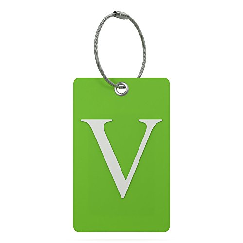 Luggage Tag Initial â€“ Fully Bendable Tag w/ Stainless Steel Loop (Letter V)