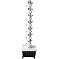 TIRUSS Vertical Hydroponic Grow Tower Aeroponic Tower for Herbs, Fruits and Vegetables 15 Layer 45 Plants Sites with Movable Water Tank Hydrating Pump, Timer, Adapter (45 pots)