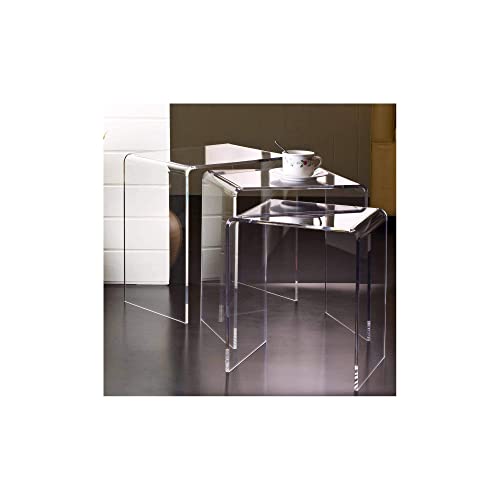 Pure Dcor Pure Decor Acrylic Nesting Tables, Set of 3, 18hx17wx11.5, Clear