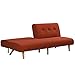 Novogratz Palm Springs 72 Inch Futon Sofa Bed, Armless Upholstered Couch Sleeper with Tufted Back, Mid-Century Modern, Orange