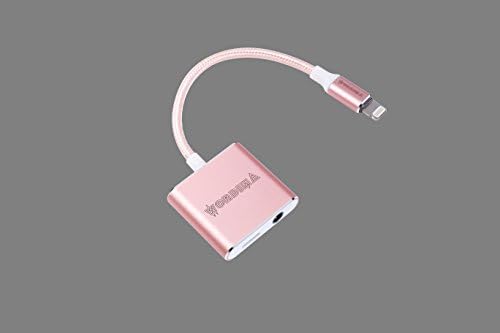 Adapter for iPhone 8/8 Plus,iPhone 7/7 Plus Headphones Adapter,Wordima Lightning Headphone Audio Charge Lightning Splitter Compatible for iOS 11 (Rose Gold)
