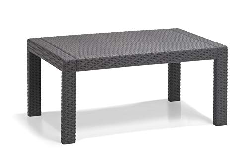 Allibert by Keter Merano Gartenmöbel Set aus Kunststoff, inkl. Sitzkissen, grau, 4-teilig, 2 Sessel, Sofa & Tisch, für Garten & Terrasse, Flache Rattanoptik – Bild 5