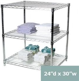Shelving Inc. 24" d x 30" w Chrome Wire Shelving with 3 Shelves