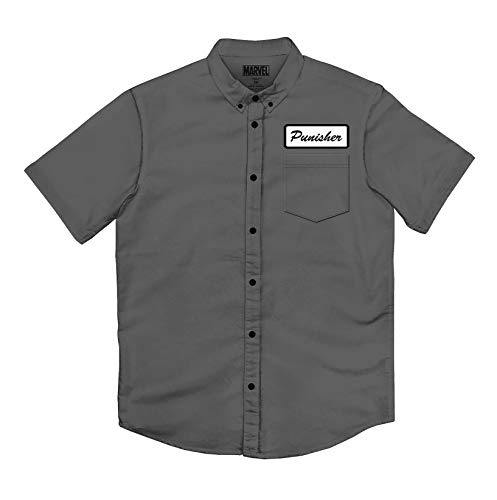 Marvel Men's Punisher One Man Army Button Up Work