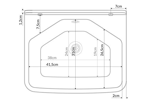 gospo Ausgussbecken mit Armatur, Seifenspender, Siphon, 46 x 37 x 20 cm, Waschbecken aus Kunststoff, Waschtrog für… – Bild 6