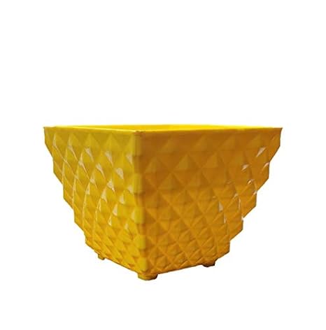 Gardens Need 100% Virgin Plastic Kohinoor Square Pot-05 | Set of 5 Planter, (13cm x 13cm x 10cm, Yellow)