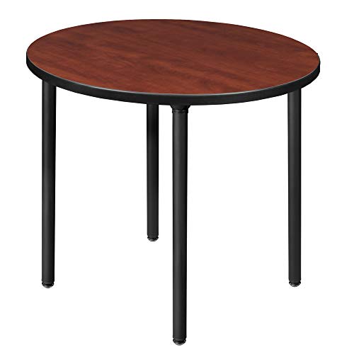 Romig Trek 30 in. Small Round Breakroom Table- Cherry Top, Black Folding Legs